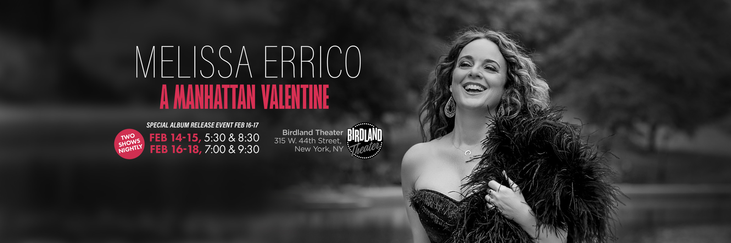 Melissa Errico will be performing at Birdland in NYC from February 14th to the 18th
