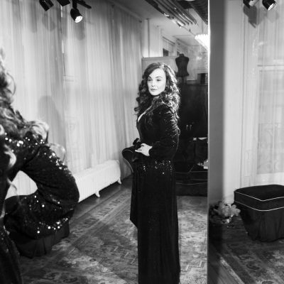 NEW YORK-  MAY 3 : Melissa Errico is fitted for an evening gown by Eric Winterling inside the fitting room at his company's atelier on Monday, May 3, 2021, in New York City.  (Photo by Landon Nordeman)