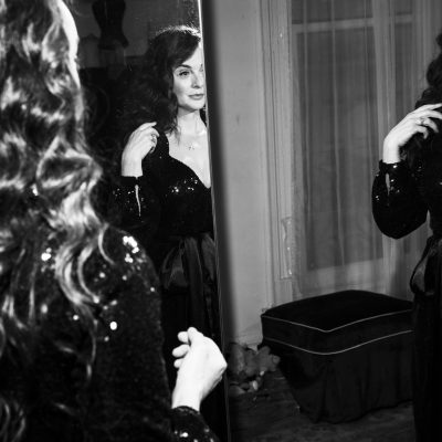 NEW YORK-  MAY 3 : Melissa Errico is fitted for an evening gown by Eric Winterling inside the fitting room at his company's atelier on Monday, May 3, 2021, in New York City.  (Photo by Landon Nordeman)