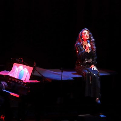 Melissa Errico and Adam Gopnik in "Il Parle, Elle Chante: Love, Desire & Mystery" with the pianist Tedd Firth at Florence Gould Hall on Thursday night, May 6, 2021. Photo by Hiroyuki Ito